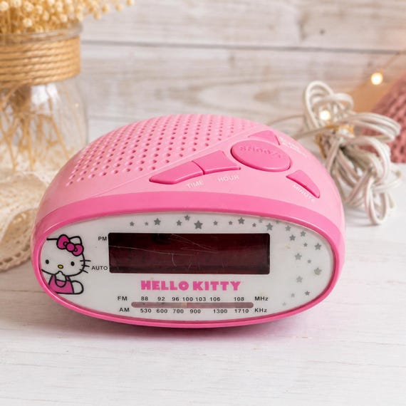 Vintage Hello Kitty Pink Alarm Clock – Sanrio Analog Dial – Retro