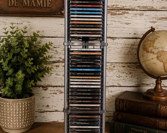 Wavy Chrome Wire Post Modern CD Tower 1990s Y2k Vintage, Very Tall