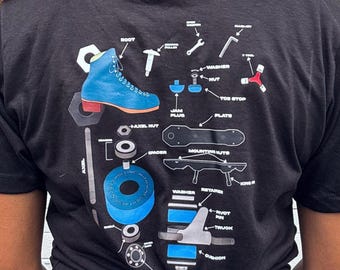 Skate Anatomy T-Shirt: Skater Gift, Roller Skate Parts Diagram