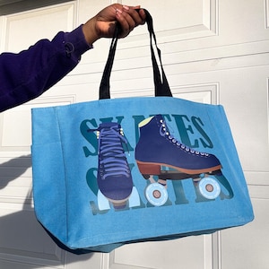 Doublez le plaisir : sac fourre-tout bleu unique en son genre pour patins à roulettes – fourre-tout pour patineur, accessoire de patinage, sac de tous les jours
