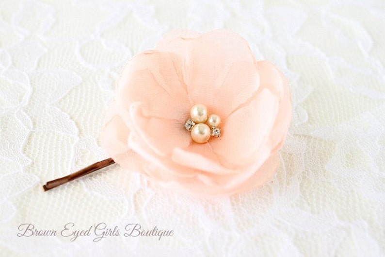 Blush Pink Flower Clip Blush Pink Bridal Flower Hair Clip Etsy