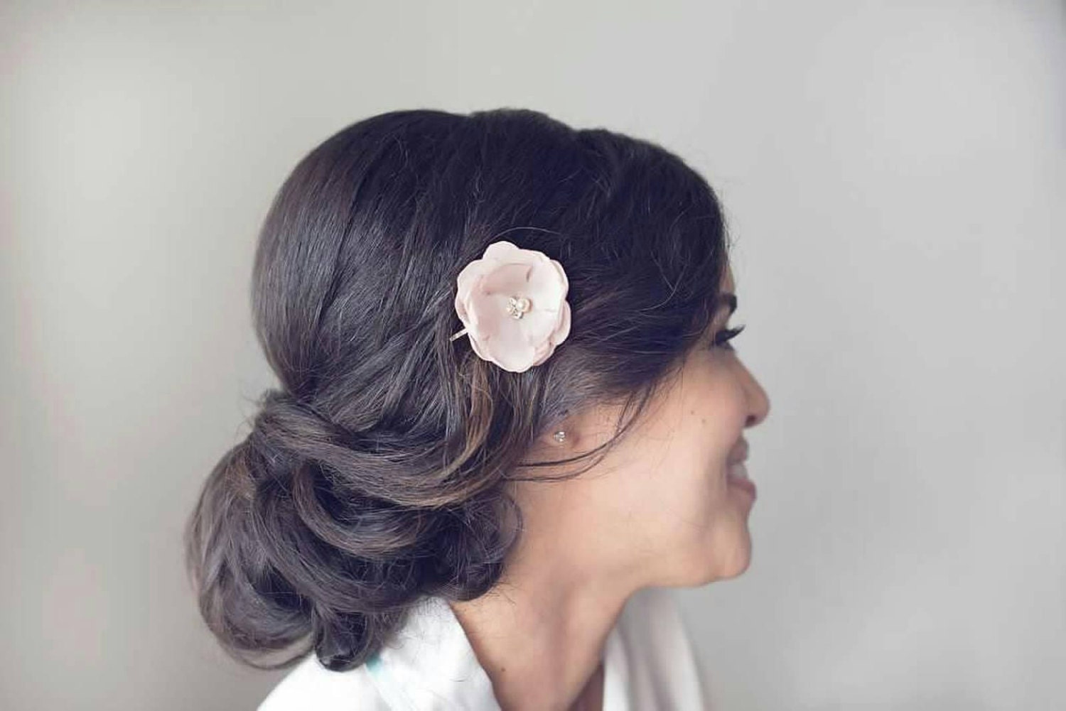 Blush Bridal Flower Hair Clip Blush Pink Wedding Hair Etsy