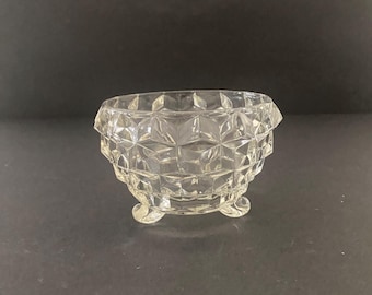 Vintage Fostoria Clear Glass Sugar/Candy Bowl In Cube Or Cubist Pattern