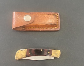 Vintage Sheffield Stainless Steel Lock Back Folding Knife with Sheath