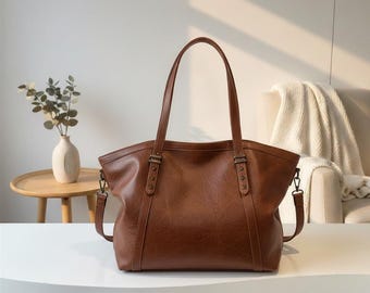 Minimalist Vegan Shoulder Bag for Women – Soft Casual Hobo Tote, Everyday Crossbody Purse, Large Capacity Bag – Black / Brown / Coffee