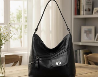 Soft Vegan Shoulder Tote Bag for Women – Large Minimalist Work Tote, Everyday Hobo Handbag, Parisian Chic Purse