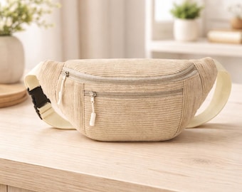 Corduroy Belt Bag for Women, Casual Fanny Pack, Crossbody Chest Bag, Minimalist Waist Bag, Travel Phone Bag, Unisex Everyday Bag