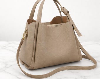 Large Minimalist Bucket Bag for Women, Urban PU Leather Shoulder Bag, Spacious Everyday Tote, Crossbody Handbag, Modern City Style