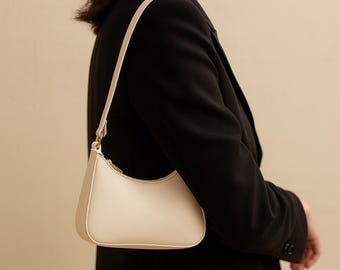 Vegan Leather Baguette Bag – Minimalist Shoulder Bag, Parisian Chic Handbag, Small Everyday Purse, Gift for Her