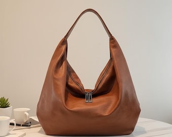 Bolso hobo grande de piel vegana para mujer: bolso de hombro suave, bolso de mano extragrande para uso diario, monedero minimalista de piel sintética, bolso de viaje para el trabajo.