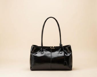 Vegan Leather Hobo Bag for Women – Soft Minimalist Shoulder Tote, Large Everyday Purse, Parisian Chic Bag (Wine Red, Brown, Black)