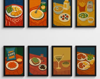 Girl Dinner Poster Set: Fauvism Food Art Prints (Digital Download)