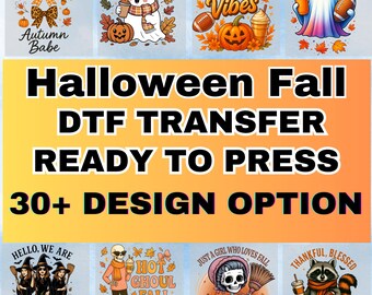 Halloween DTF-overdracht, Halloween-spook klaar om te drukken, Halloween herfst warmteoverdracht, leuke Halloween IronOn-sticker DTF, Halloween-horror DTF