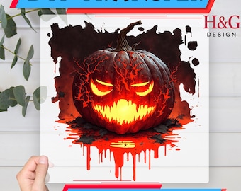 Halloween Pumpkin DTF Transfer,Spooky Jack-o'-Lantern Design, Ready to Press Heat Transfer for T-Shirts & Fabric
