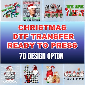 Christmas DTF Transfer Bundle, Santa, Gnome, Funny Xmas Designs - Ready to Press