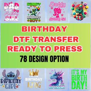 Birthday Girl, Birthday Boy, Birthday Crew,Birthday Shirt, Birthday DTF  Party Ready to Press Transfers, DTF Transfer Ready For Press Bundle