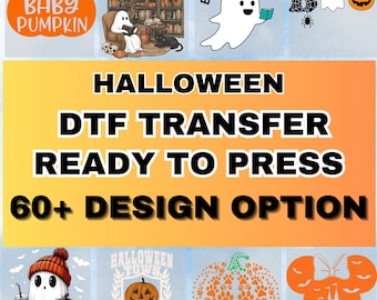 Halloween DTF Transfer, Halloween Ghost Ready to Press, Preppy Halloween Heat Transfer, Cute Halloween Iron-On Decal, Halloween Horror