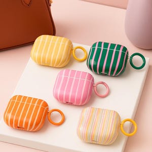 Striped Silicone Shell | Protective Earbud Holder | Wireless Charging Accessory