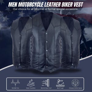 Handgemaakt zwart leren bikervest heren – echt rundleer motorrijclubstijlvest – tactische motorkleding – paardrijkleding