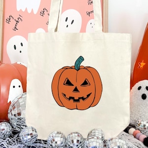 Halloween Jack-O’-Lantern Tote Bag – Spooky Pumpkin Reusable Canvas Bag