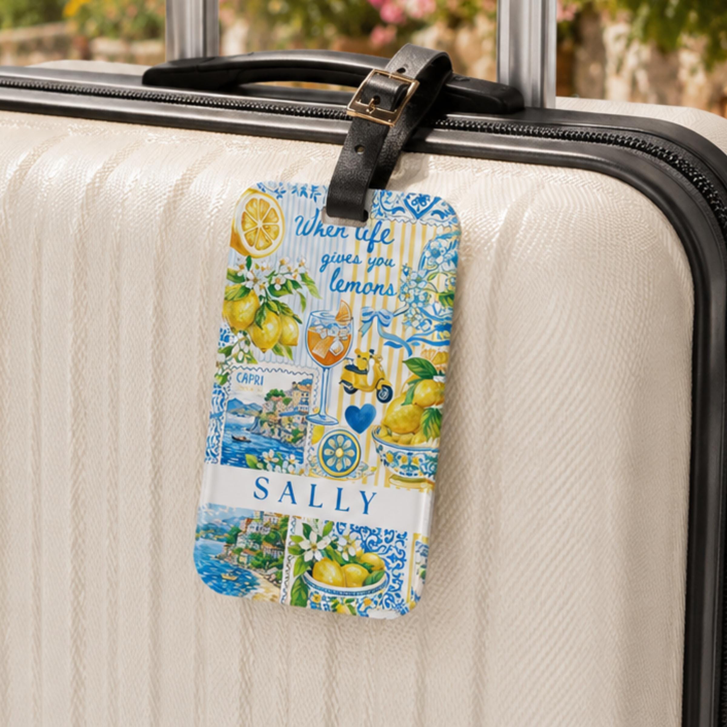 Personalized Luggage Tag Italian Aesthetic Custom Suitcase Tag Lemon Travel Tag Italy Vacation Baggage Identifier Acrylic Accessory