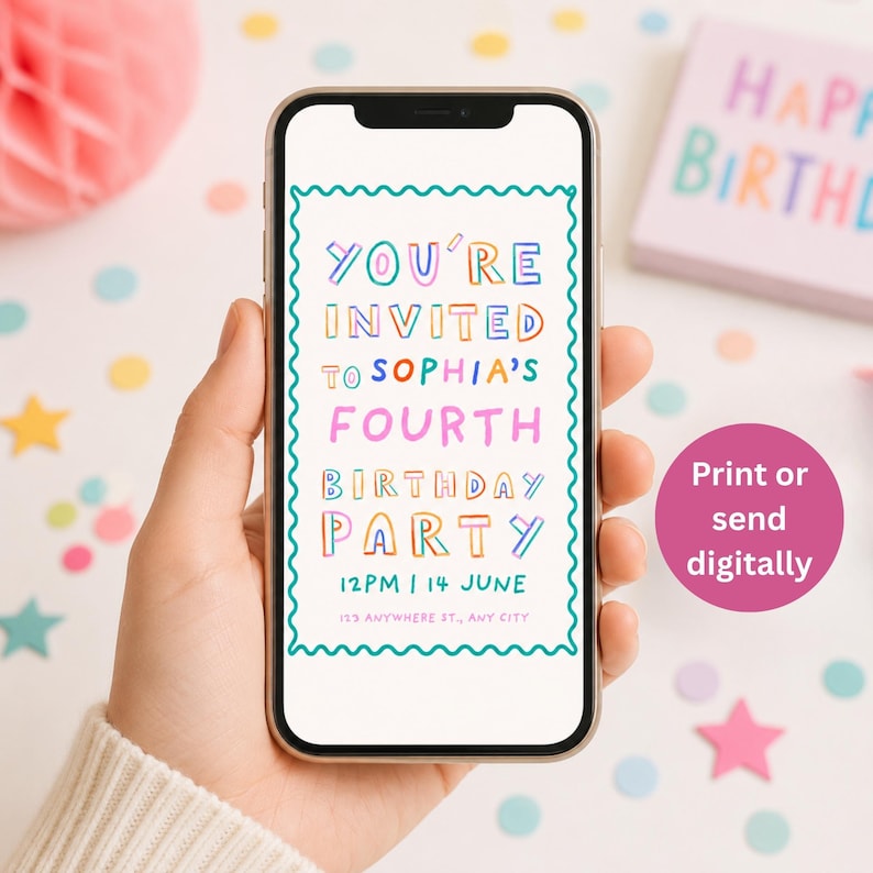 Digital Birthday Invitation Editable Template Canva Instant Download ...