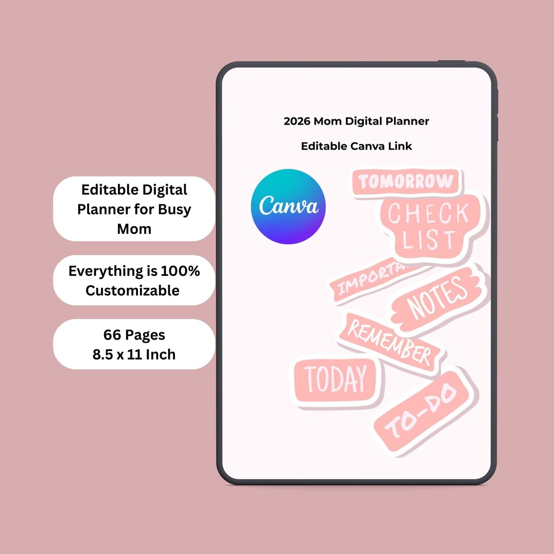 Editable Digital Planner 2026 for Mom Instant Download Planner for ...