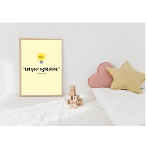 Let Your Light Shine Wall Art | Matthew 5:16 Bible Verse Printable | Christian Kids Room Decor | Scripture Nursery Print | Digital Download