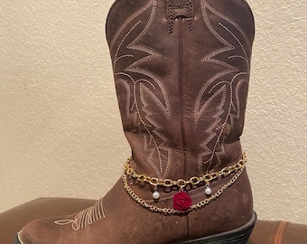 Catena per stivali a forma di rosa, color oro, gioielli per stivali