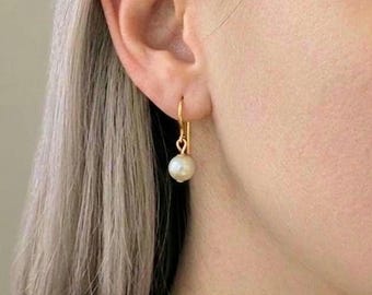 Pearl Bead Earrings, Dainty Dangle Jewelry, Statement Earrings,