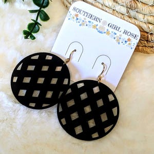 Statement Wooden Earrings, Wood Earrings, Trendy Earrings, Black Earrings, Lightweight big dangle Earrings, BOHO Earrings, Chic Earrings,