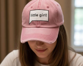 RHOSLC "little girl!" Distressed Cap: White Bravo Design, Trendy Casual Hat