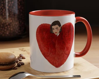 RHOSLC Bronwyn Red Fuzzy Heart Coat Coffee Mug