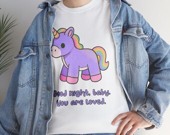 RHOSLC Whimsical Unicorn Cotton Tee - "Good Night, Baby. You are loved."