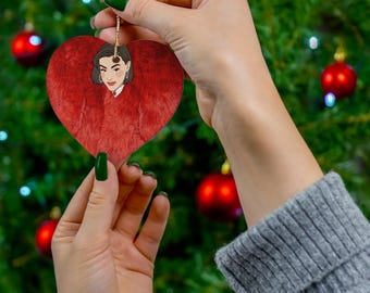 RHOSLC Bronwyn Red Heart Fashion Coat Ceramic Ornament