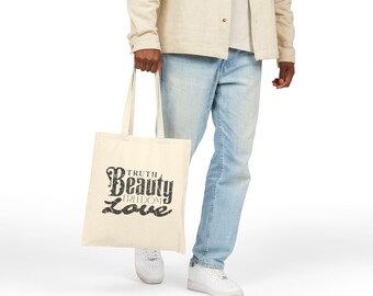 Truth Beauty Freedom Love Canvas Tote | Moulin Rouge Boho Inspirational Typography Script Bag