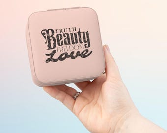 Typography Travel Jewelry Case | Truth Beauty Freedom Love