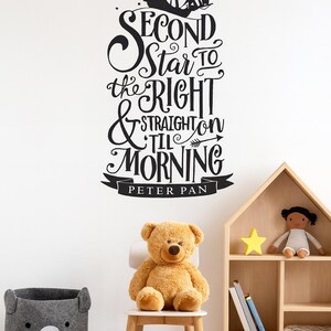 Disney Second star to the right quote Peter Pan,decal wall stickers, disney wall vinyl, home decor, Walt Disney, we do Disney KW1307