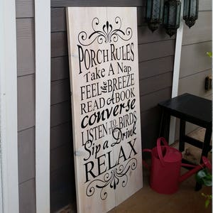 Porch Rules Sign - Board Not Included take a nap feel the breeze read a book converse listen to the birds  porch words KW880 VINYL ONLY