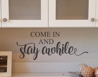 Stay Awhile Wall Decal - Vinyl Lettering - Word Stencils Stickers BC861