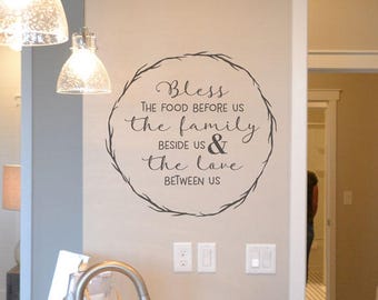 Bless the food before us the family beside us and the love between us decal wall kitchen sticker BC835