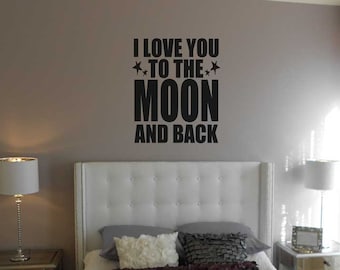 I Love You To the moon and back wall decal kids vinyl lettering sticker BC401