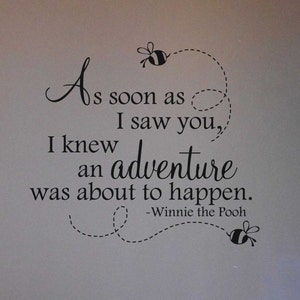 As  Soon As I Saw You I Knew An Adventure Was About To Happen, Winnie the Pooh, Decal Wall Sticker BM285