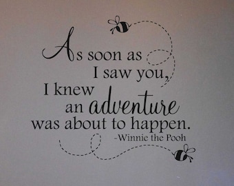 As  Soon As I Saw You I Knew An Adventure Was About To Happen, Winnie the Pooh, Decal Wall Sticker BM285