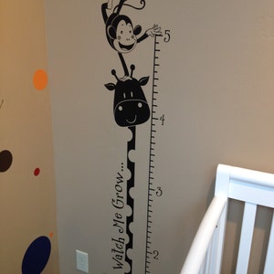 Growth Chart Giraffe - 5 ft Monkey wall decal vinyl lettering wall sticker decal mural height measurement 62 x 11 GC200