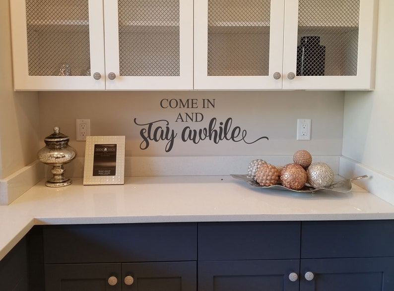 Word Stencils Stickers BC861 Stay Awhile Wall Decal Vinyl Lettering
