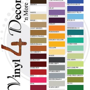 May include: A chart of 36 color swatches with names for each color. The colors include black, brown, white, beige, light brown, copper, gold, nut brown, burgundy, dark red, red, pink, lipstick, soft pink, carnation pink, lilac, lavender, violet, persimmon, golden yellow, yellow, maize, dark grey, storm grey, silver, warm grey, clear, dark blue, gentian blue, brilliant blue, ice blue, powder blue, teal, turquoise, mint, celadon, key lime pie, lime-tree green, olive, green, and dark green.