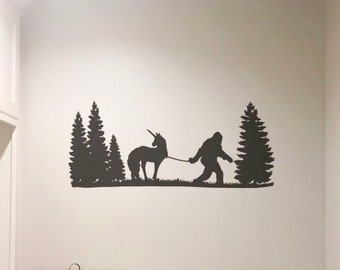 Unicorn and Sasquatch Sticker Car Decal DW126