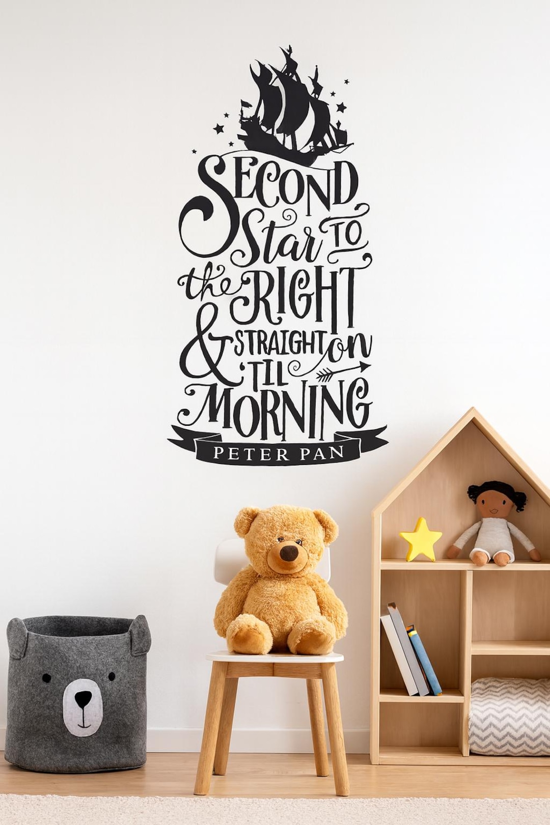 Disney Second Star to the Right Quote Peter Pan,decal Wall Stickers ...