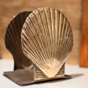 Brass Shell Bookends from The Bomel Collection –  Coastal & Vintage Decor